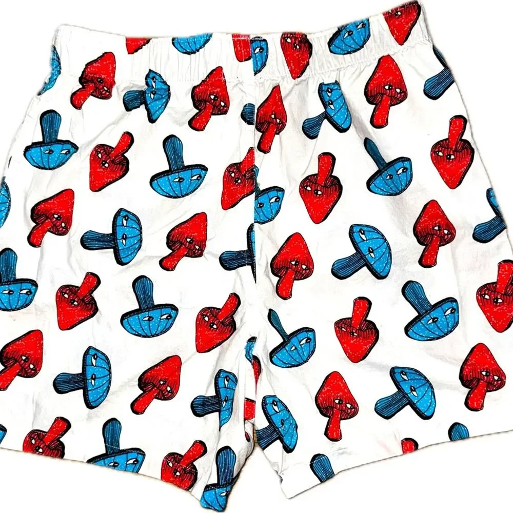 American Eagle XSBoxer Shorts Mushroom Print Red White Blue Cotton Pockets Indie